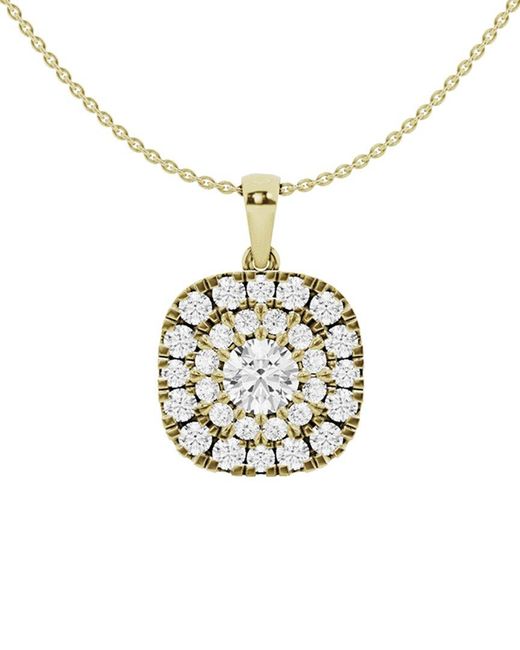 Lab Grown Diamonds Metallic 14k 2.00 Ct. Tw. Lab-grown Diamond Halo Pendant Necklace