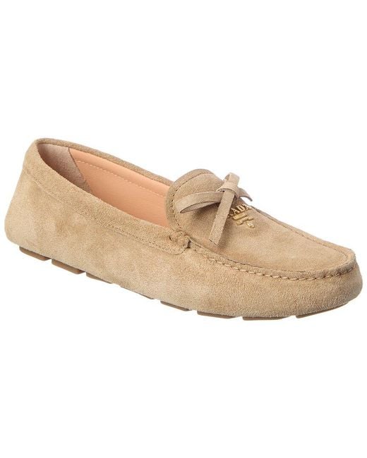 Prada White Suede Loafer