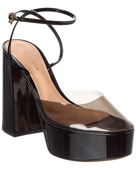 Gianvito Rossi Black Dua 70 Patent & Vinyl Platform Pump