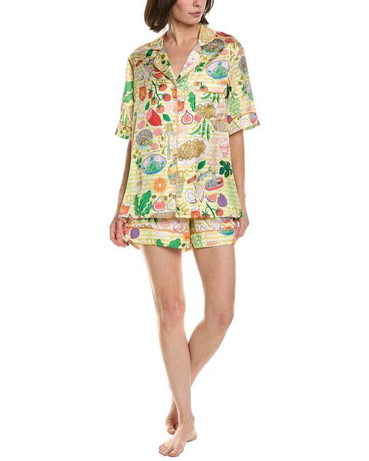 Karen Mabon Yellow 2Pc Print Pajama Set