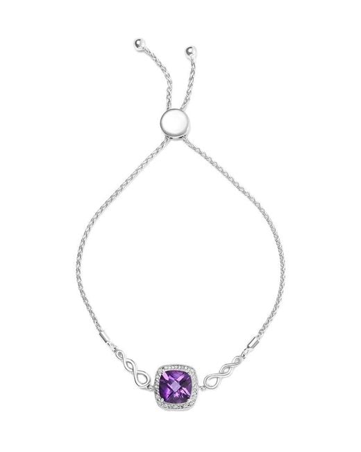 Haus of Brilliance White Colorful Gemstones 4.05 Ct. Tw. Diamond & Amethyst Link Bracelet