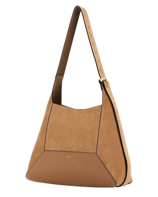 Jimmy Choo Brown Diamond Suede Hobo