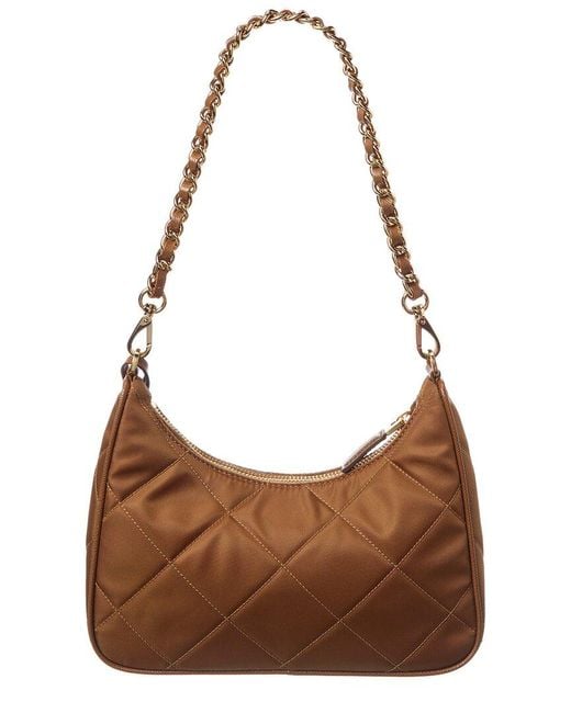 Prada Brown Re-Edition 1995 Chaine Re-Nylon & Leather Mini Hobo Bag