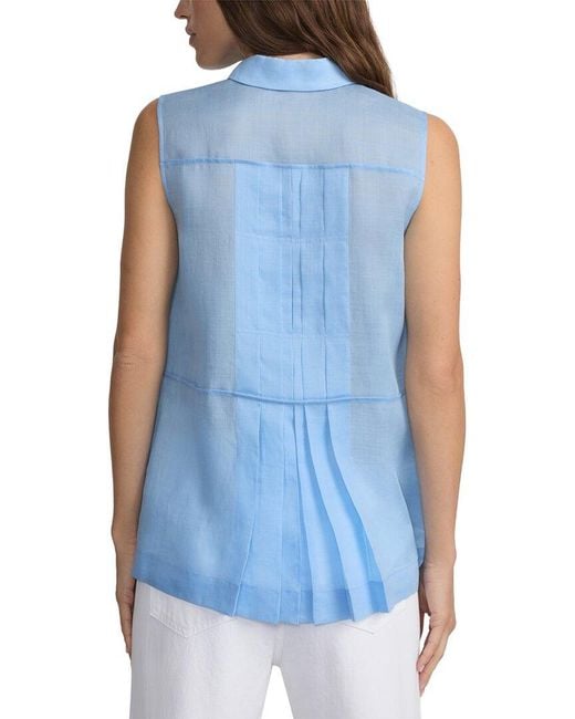 Lafayette 148 New York Blue Button Top