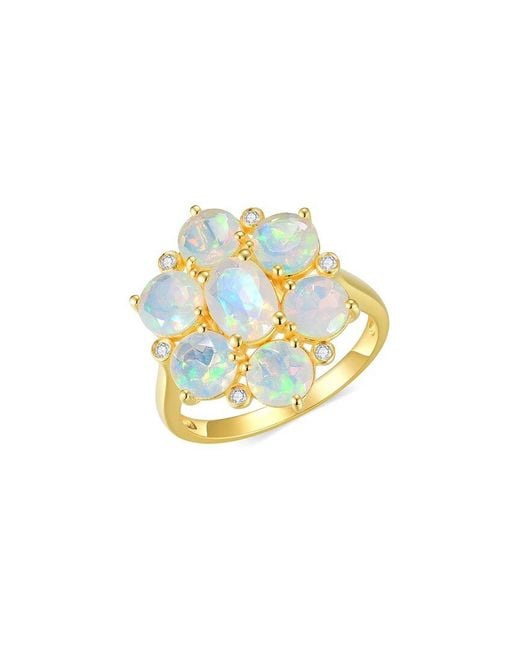 Nina Zhou Jewelry Blue 14K 3.26 Ct. Tw. Diamond & Opal Cocktail Ring