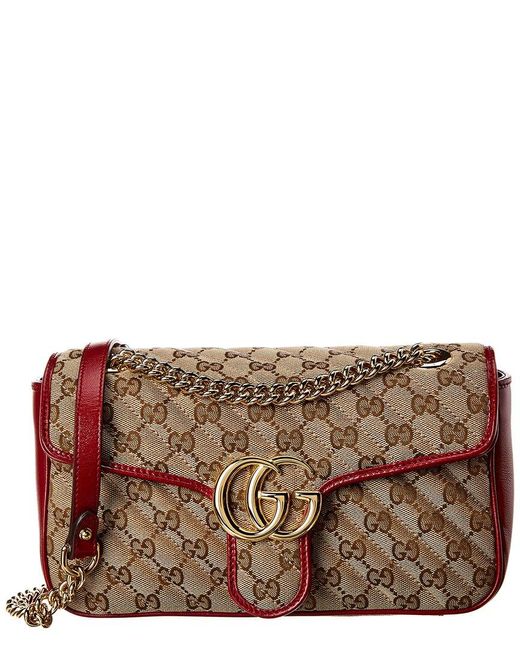 Gucci Brown GG Marmont Small Canvas & Leather Shoulder Bag