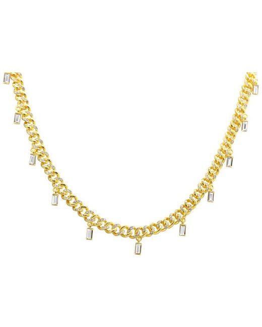 Adornia Metallic 14k Plated Cz Curb Chain Dangle Necklace