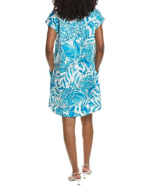 Johnny Was Blue Wide Placket Dolman Dress