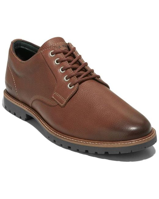 Cole Haan Brown Midland Lug Plain Toe Leather Oxford for men