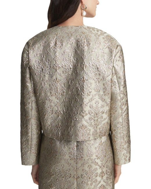 Lafayette 148 New York Gray Collarless Drop Shoulder Jacket