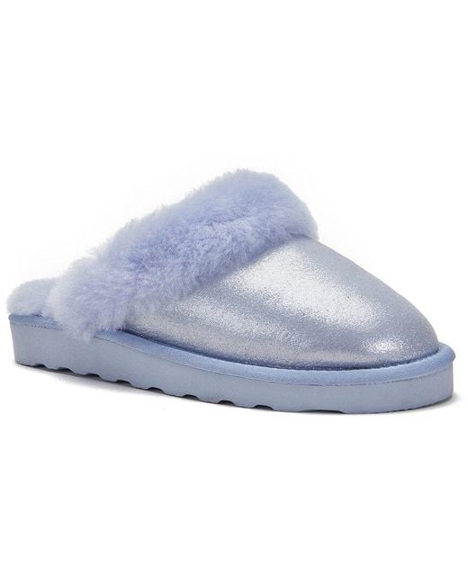 Australia Luxe Blue Mool Leather Slipper