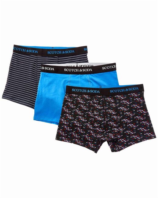 Scotch & Soda Blue Set Of 3 Stretch Trunk for men