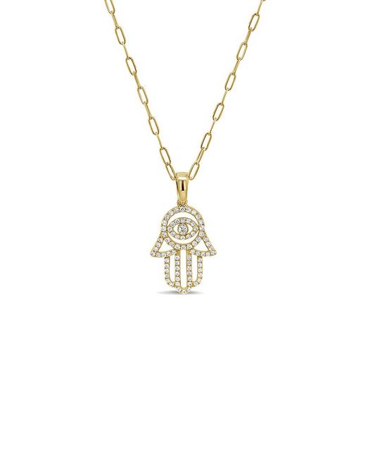 Sabrina Designs Metallic 14K 0.33 Ct. Tw. Diamond Hamsa Necklace