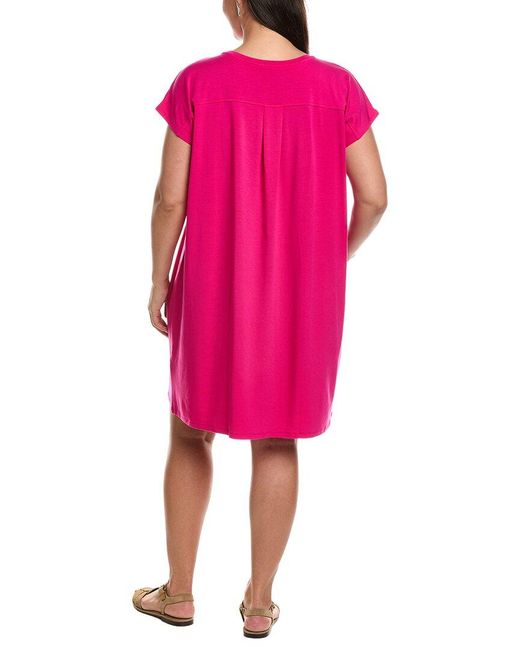 Eileen Fisher Pink Crew Neck Boxy Shirtdress