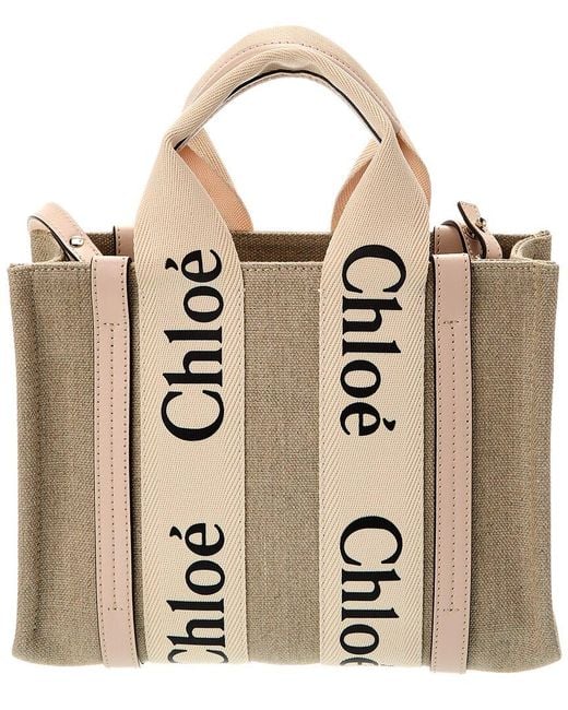 Chloé Brown Woody Small Canvas & Leather Tote