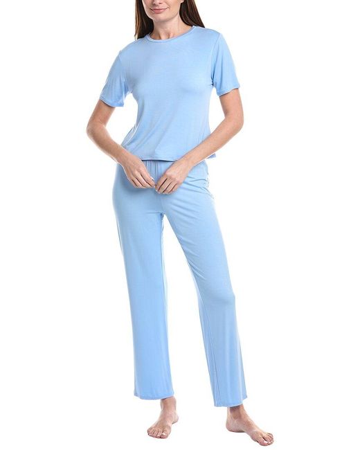 Natori Blue Feather Essentials Crewneck Pj Set