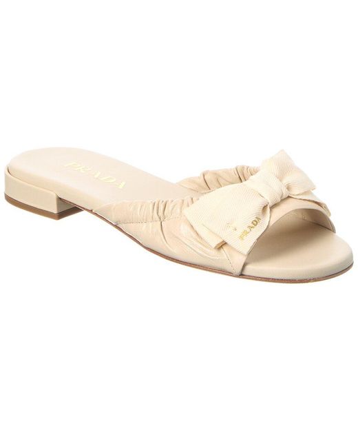 Prada Natural Logo Leather Sandal