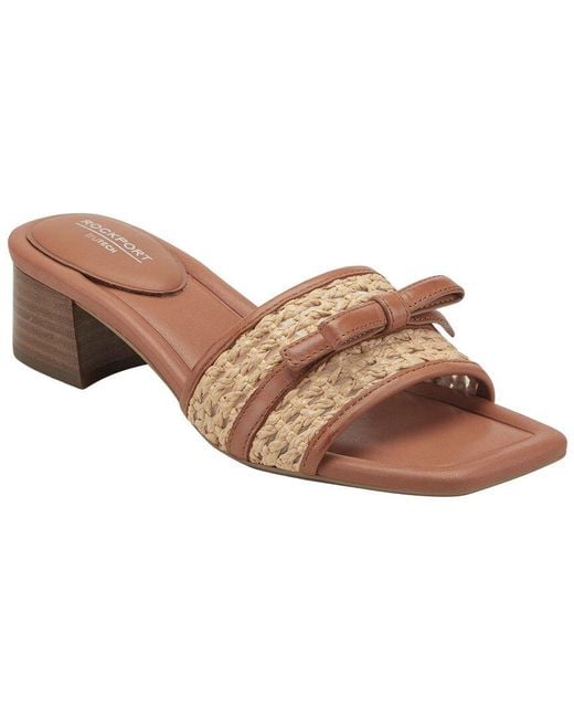 Rockport Brown Clarice 2 Raffia & Leather Sandal