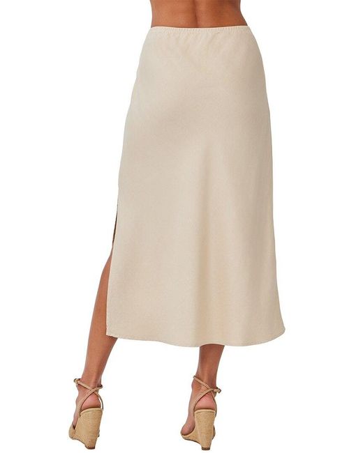 Bella Dahl Natural Side Slit Linen-Blend Bias Skirt