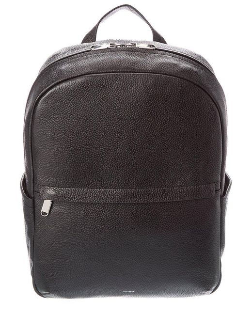 Vince Black Leather Backpack for men