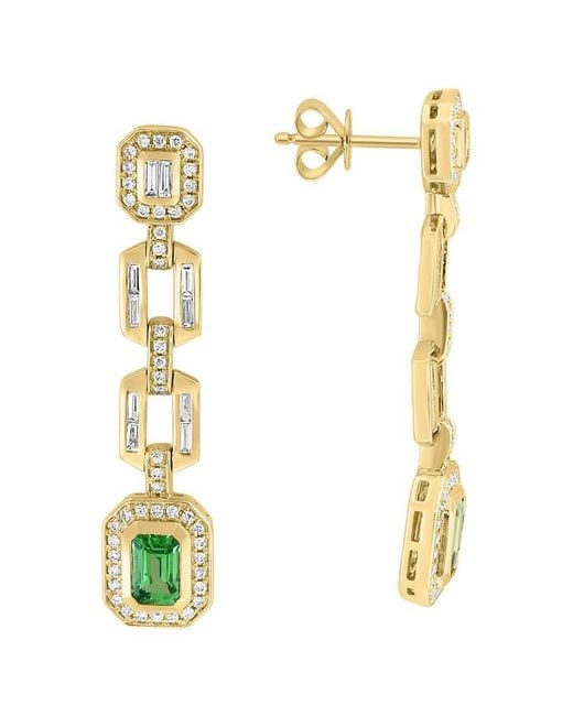 Effy Fine Jewelry Metallic 14K 2.11 Ct. Tw. Diamond & Tsavorite Earrings