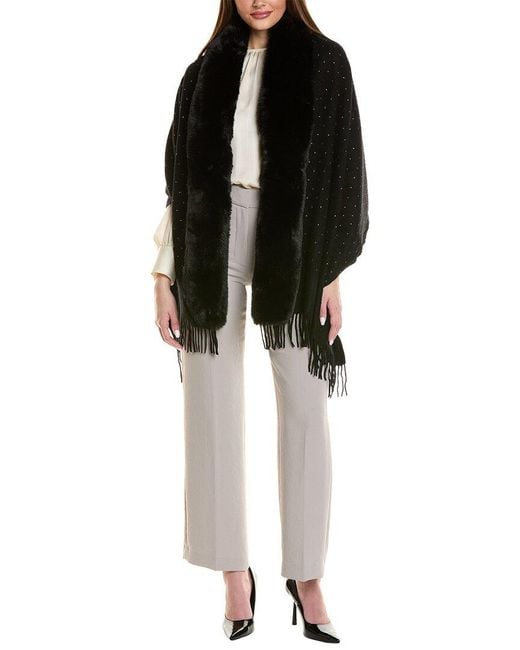 La Fiorentina Black Embellished Cashmere Wrap