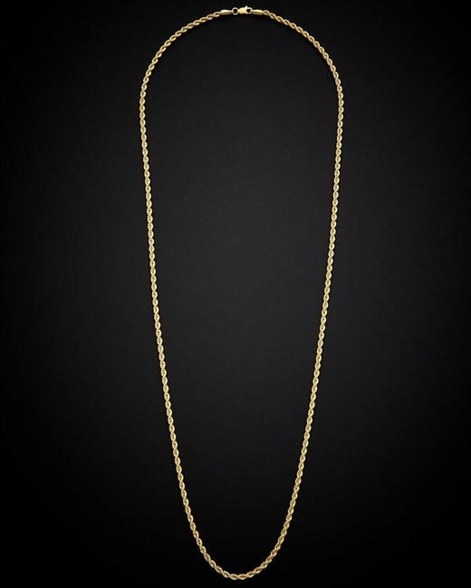 Italian Gold Black 14k Hollow Rope Necklace