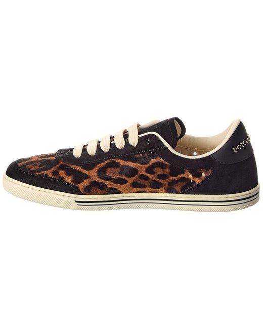 Dolce & Gabbana Brown Tropez Haircalf & Suede Sneaker