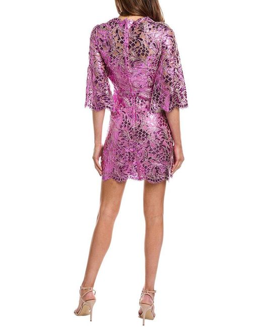 Dolce & Gabbana Pink Metallic Lace Mini Dress
