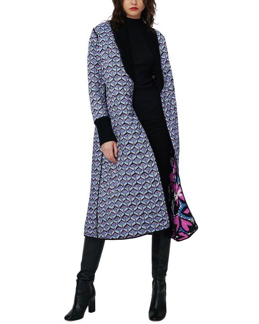 Diane von Furstenberg Blue Loana Reversible Coat