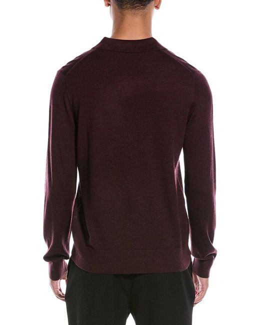 Vince Red Wool Johnny Collar Sweater for men