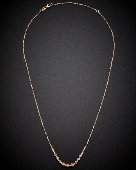 Italian Gold Black 14k Italian Tricolor Gold Graduated Bead Necklace