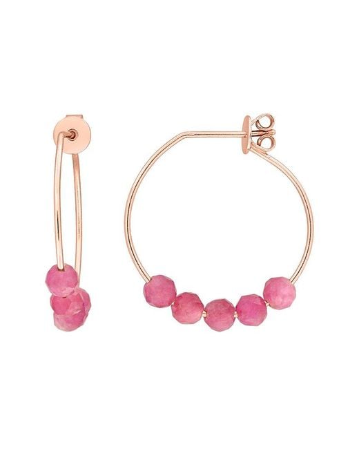 Rina Limor Pink 1.14 Ct. Tw. Tourmaline Hoop Earrings