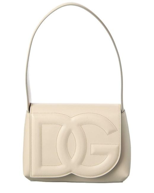 Dolce & Gabbana Natural Dg Logo Leather Shoulder Bag