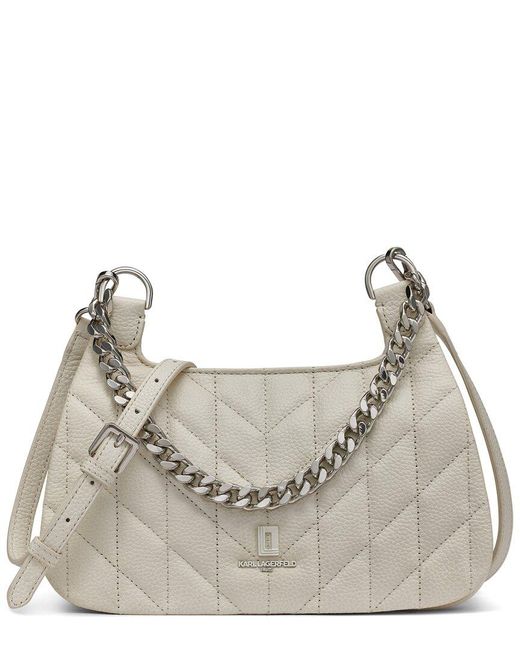 Karl Lagerfeld Gray Lafayette Leather Shoulder Bag
