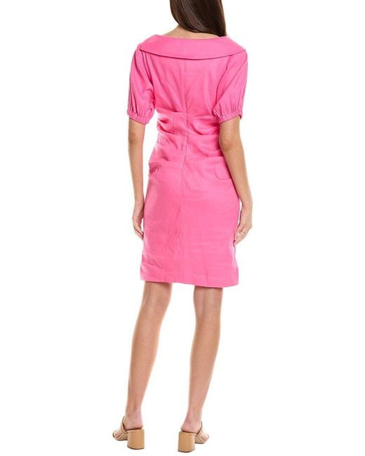 Sara Campbell Pink Drew Linen Midi Dress