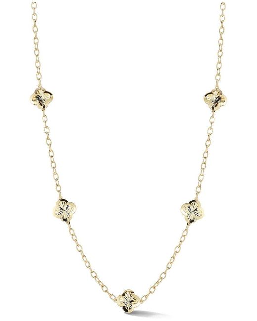 Ember Fine Jewelry Metallic 14K Cut Clover Station Necklace