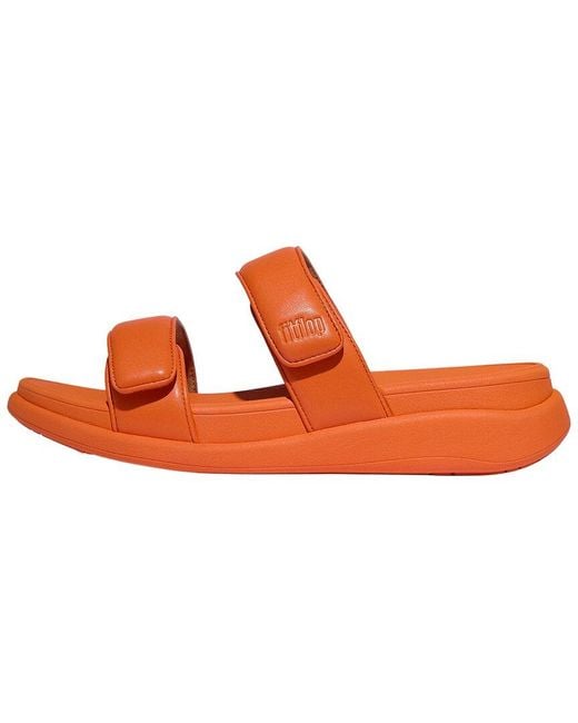 Fitflop Orange F-Mode Go Adjustable Flatform Two Bar Slide