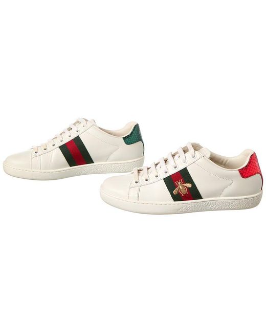 Gucci White Ace Embroidered Leather Sneaker (Authentic Pre-Loved)