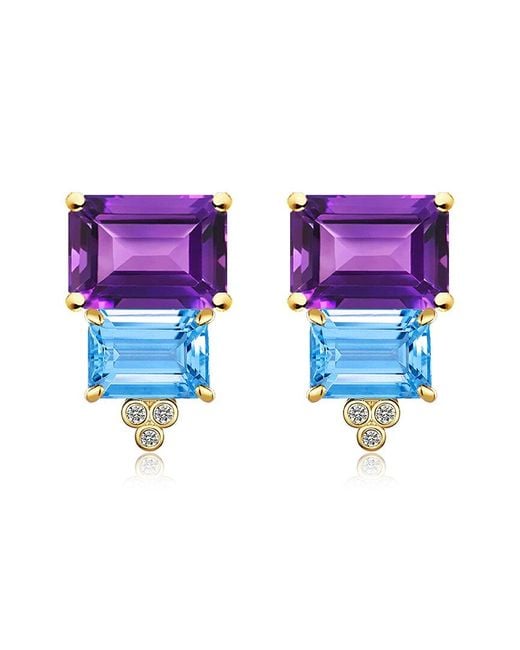 Kai Fine Jewelry Purple 14K 7.23 Ct. Tw. Diamond & Gemstone Stud Earrings