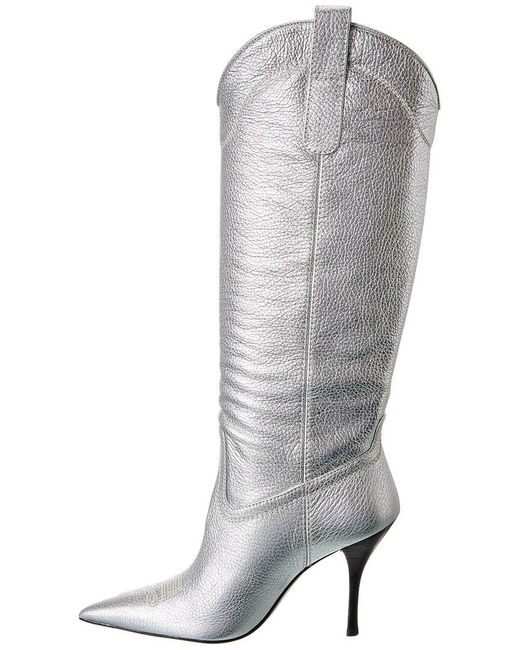 Stuart Weitzman Gray Outwest 100 Leather Knee-High Boot