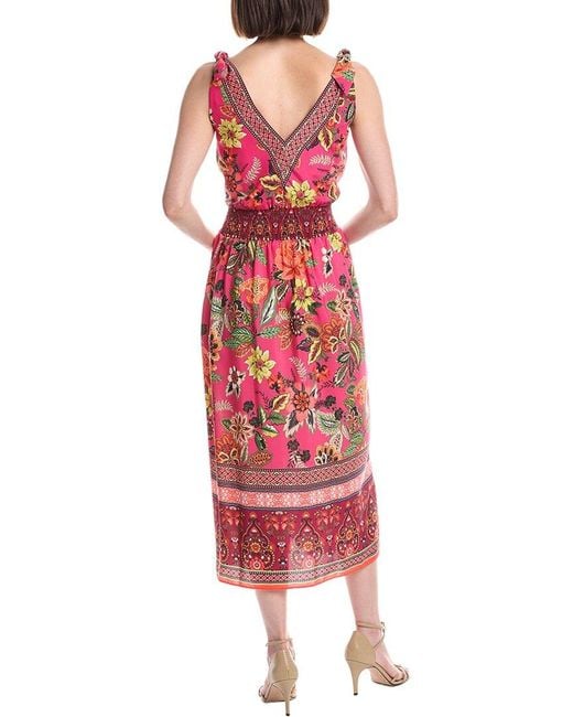 Eliza J Red Sleeveless Printed Midi Dress