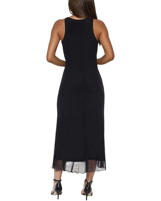 Bebe Black Power Mesh A-Line Maxi Dress