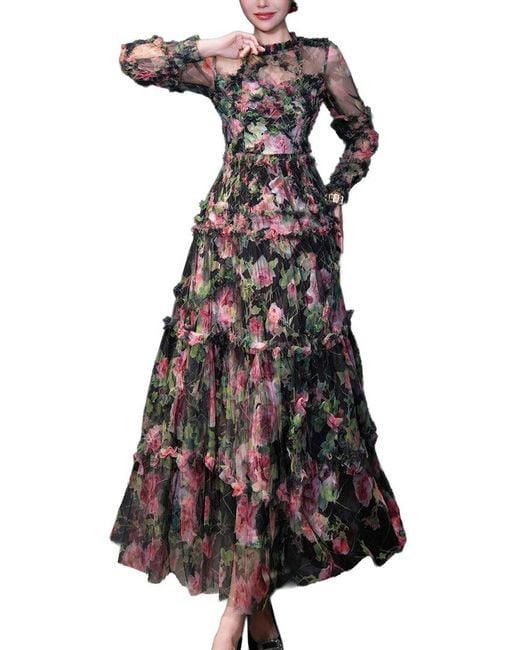 BURRYCO Black Printed Maxi Dress