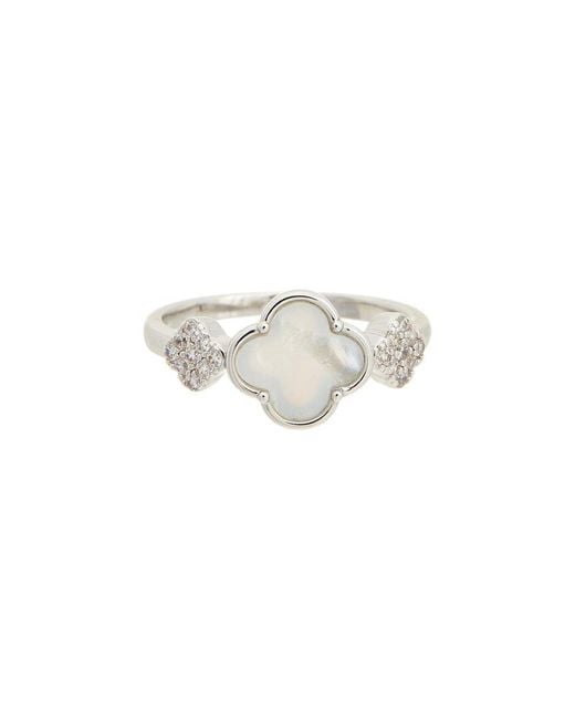 Juvell White Plated Pearl Cz Ring