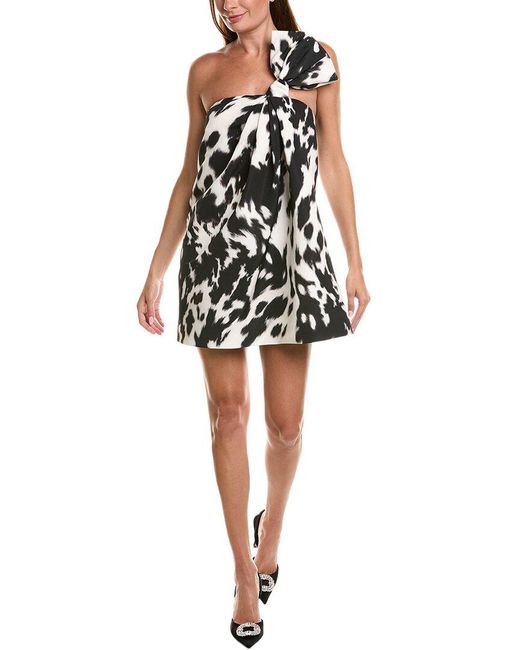 Oscar de la Renta Black Cow Print Cocktail Dress