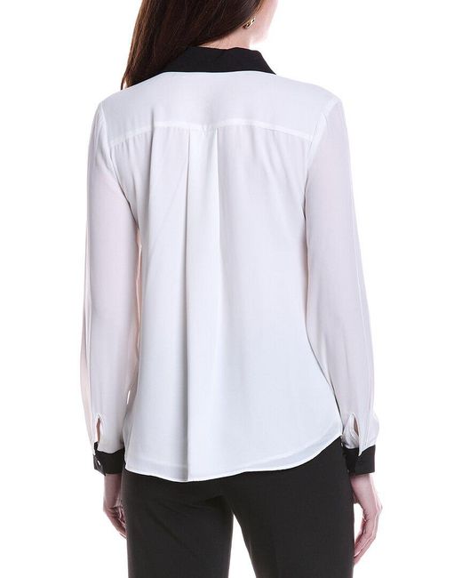 Tahari White Solid Blouse