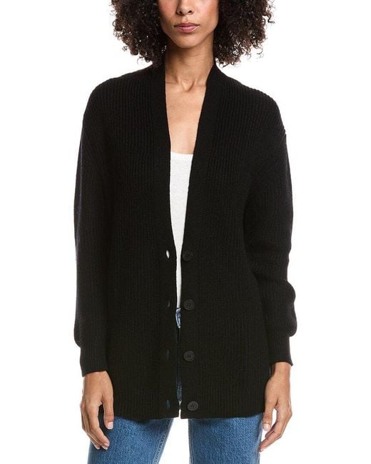 Forte Black Boyfriend Wool & Cashmere-Blend Cardigan