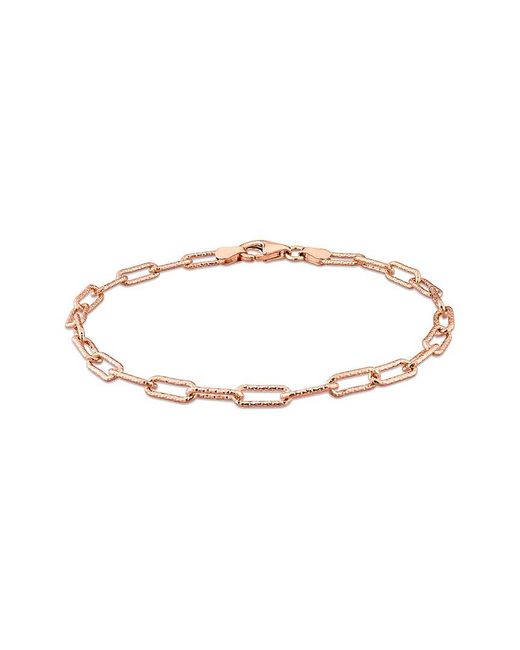 Italian Silver White 18K Rose Over Paperclip Chain Bracelet
