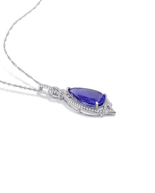 Diamond Select Cuts Blue 14K 7.64 Ct. Tw. Diamond & Tanzanite Necklace